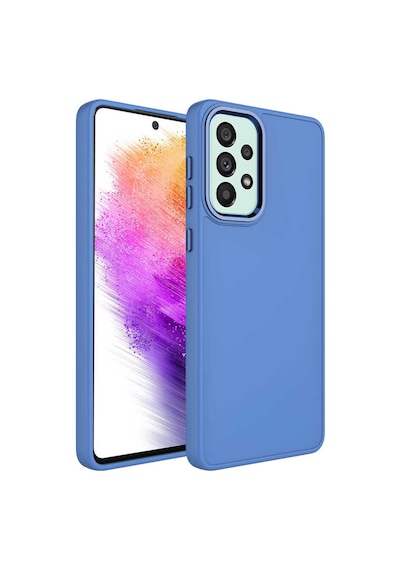 Zore Galaxy Uyumlu A52 Kılıf Metal Çerçeve Ve Buton Tasarımlı Silikon Luna Kapak - Lila Lila