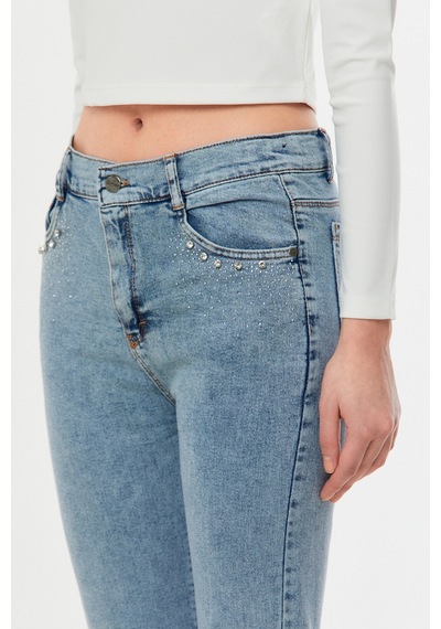 Fullamoda Taşlı Yüksek Bel Straight Fit Kız Çocuk Jean- Altın 24MCCK3664202245-Mavi Fullamoda Taşlı Yüksek Bel Straight Fit Kız Çocuk Jean- Altın 24MCCK3664202245-Mavi