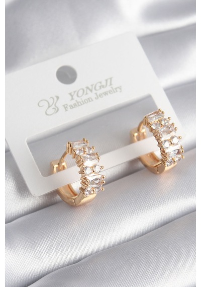 Pirinç Gold Renk Zirkon Taşlı Halka Model Kadın Küpe Diğer