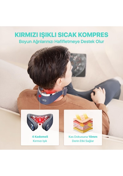 Skg G7 Pro Fold Tens-Ems Akıllı Boyun Masaj Aleti/Robotu, Mobil App Desteği, Özel Isı Terapisi Lacivert
