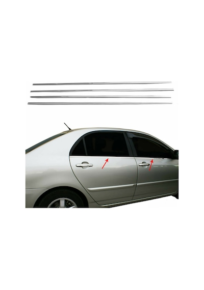 Toyota Corolla Uyumlu Sd Krom Cam Çıtası 2002-2007 4Prç Paslanmaz Çelik N11.5086