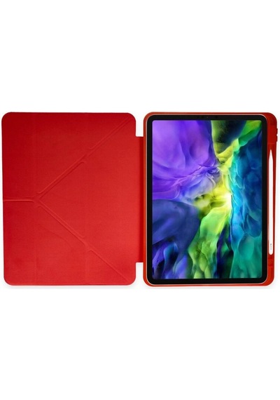 iPad Uyumlu  Pro 12.9 2021 Kılıf Kalemlikli Mars Tablet Kılıfı - Kırmızı - Yluh-855099