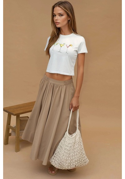 Hiccup Baskı Detaylı Regular Fit Bisiklet Yakalı %100 Pamuklu Crop T-shirt Tozlu Beyaz Hiccup Baskı Detaylı Regular Fit Bisiklet Yakalı %100 Pamuklu Crop T-shirt Tozlu Beyaz