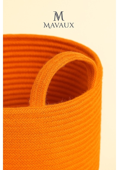 Mavaux Çok Amaçlı, 30cm-30cm Orta Boy, Yanları Saplı, Jüt, Hasır, Dokuma Sepet, Düzenleyici Organizer Turuncu