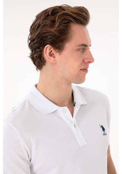 U.S. Polo Assn. Erkek Slim Fit Polo Yaka Beyaz Basic Tişört 50298041-VR013