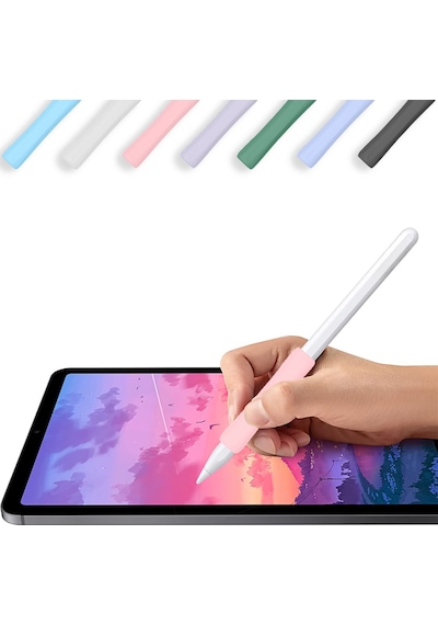 Apple Pencil 1-2 Nesil Pro Usb-c Uyumlu Soft Yumuşak Silikon Kalem Tutucu Zarif Ve Rahat Kullanım Pembe