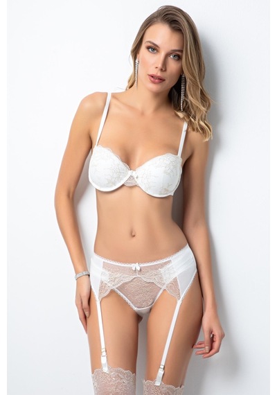 Miorre Push-up Dolgulu 4'lü Dantel Jartiyer Sütyen Takım 001