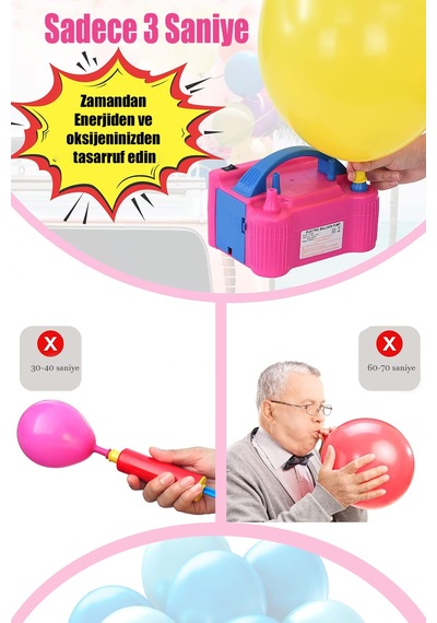 Elektrikli Balon Şişirme Makinasi Doğum Günü Kına Organizasyon Süsleme Pompası Diğer