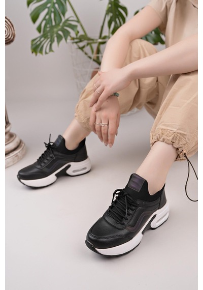 Flet 121 Siyah-beyaz Kadın Spor Sneaker Siyah