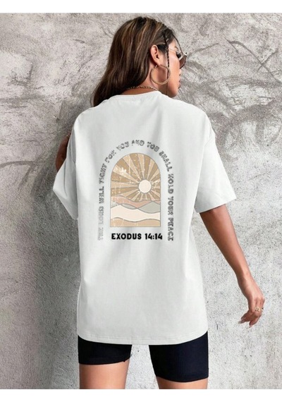 Exodus Süprem T-shirt - Beyaz Baskılı Oversize Bisiklet Yaka Kısa Kol Tişört Beyaz