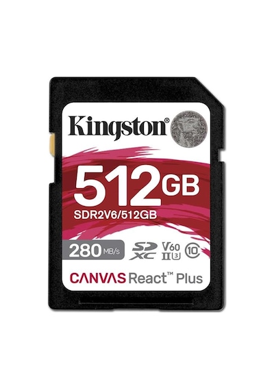 Kingston Sdr2v6-512gb Canvas React Plus Sdxc Uhs-ıı 280r-150w U3 V60 For Full Hd-4k Sd Hafıza Kartı