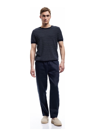 Koton Cep Detaylı Beli Bağcıklı Oversize Keten Pantolon Lacivert 5sam40151hw Lacivert
