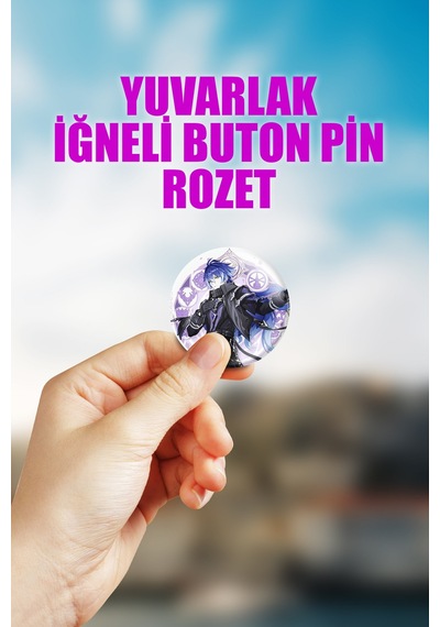 Flins Genshin Impact Çanta Süsü Rozet İğneli Buton Rozet Seti 1 Adet Çok Renkli