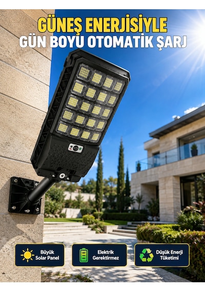 Güneş Enerjili Hareket Sensörlü Led Sokak Lambası Uzaktan Kumandalı Dış Mekan Aydınlatma Standart