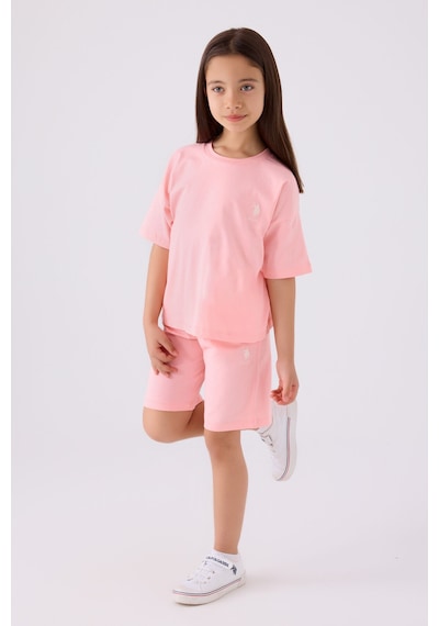 U.S. Polo Assn. U.s. Polo Assn Kız Çocuk Pembe Bermuda Takım Us1848-c-v50 Pembe
