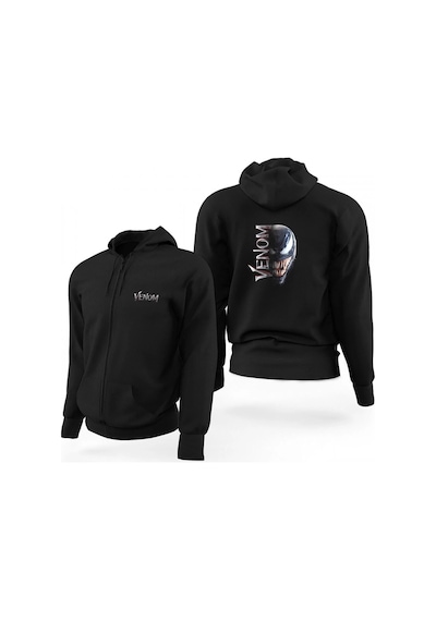 Tarzsokak Venom Fermuarlı Kaps Onlu Sweatshirt 12930 Siyah