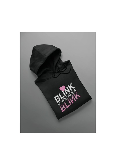 Magors Stıl-x Black Pınk Blınk Baskılı Oversıze, Pamuklu, Kapüşonlu Sweatshırt Siyah