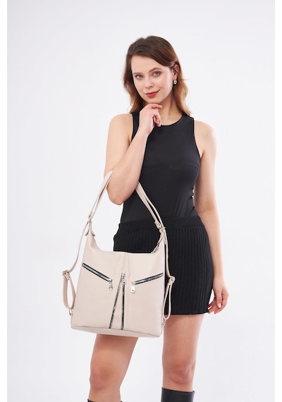 Derinss Leather Derinss Hakiki Deri Kadın Bej Sırt Ve Omuz Çantası Dkb501 001