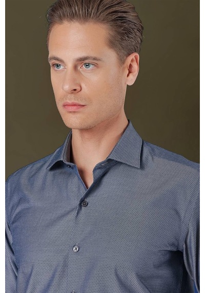 Efor Gk 709 Slim Fit Füme Klasik Gömlek Füme