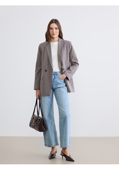 Lcwaıkıkı Classic Kahverengi Kruvaze Yaka Kadın Blazer Ceket