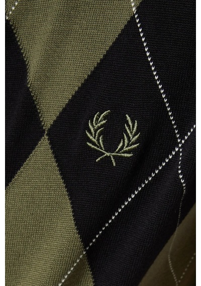 Fred Perry Argyle Örgü Polo Triko, Pamuklu, Nefes Alabilir Ve Vintage Şıklık Yeşil