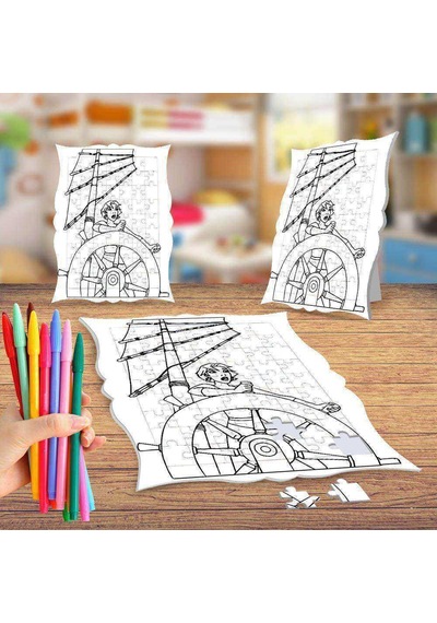 Kaptan Kız Boyama Puzzle Tablo Çocuk Eğitici Yapboz