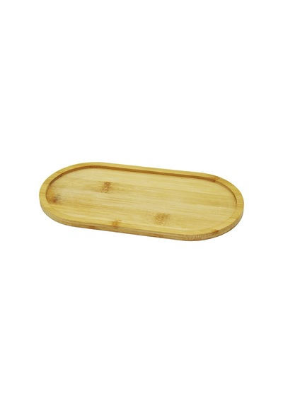 Oval Ahşap Bambu Yağdanlık Altlık 12x23cm 5332 Açık Beyaz