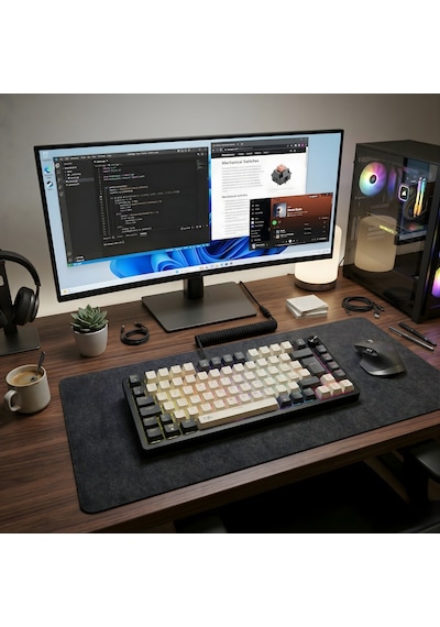 Mekanik Rgb Gaming Kablolu Klavye Mavi Switch Metal Knob Kontrollü Türkçe Q Layout Hot Swap Kompakt Gaming Type-c Kablo Eva Süngerli Gasket Mekanik Örgü Kablolu Oyuncu Klavyesi