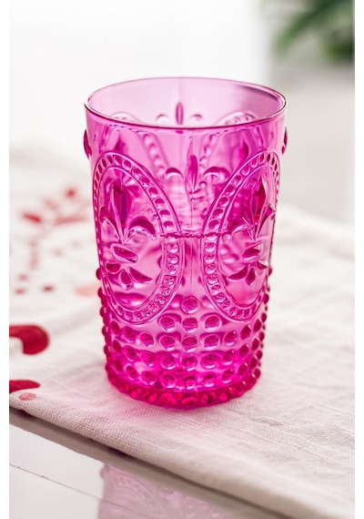 Akrilik Pembe Tekli Kısa Bardak & Su Meşrubat Kahve Yanı Bardağı 400 Ml Cam Değildir Çok Renkli