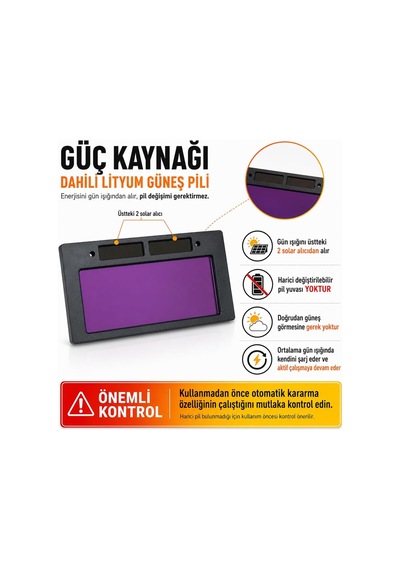 Kolormatik Otomatik Kararan Kaynak Gözlüğü Saplı Ve Lastikli Uv Koruyucu Kaynakçı Gözlüğü