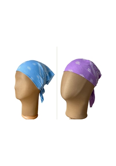 Pamuklu Klasik Desen Unisex 2li Bandana Seti Renkli Bandana Etnik Desenli A Kalite Bandana Mavi - Lila
