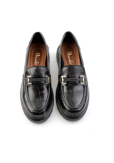 Siyah Kroko Kadın Loafer Ayakkabı K01179828111