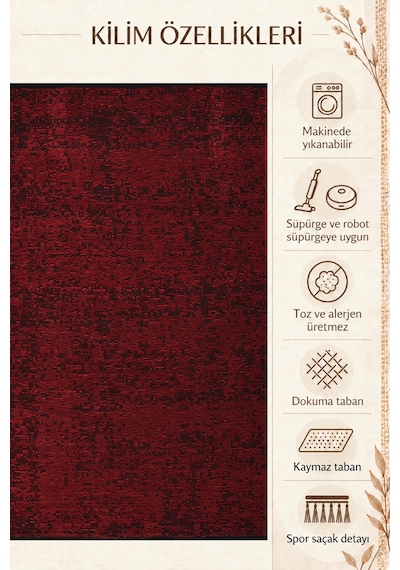 Şönil Kilim Salon Oturma Çocuk Odası Banyo Halısı Mutfak Halısı Balkon Halısı Yıkanabilir Kaymaz Tabanlı Yolluk Bordo Şönil Kilim Salon Oturma Çocuk Odası Banyo Halısı Mutfak Halısı Balkon Halısı Yıkanabilir Kaymaz Tabanlı Yolluk Bordo