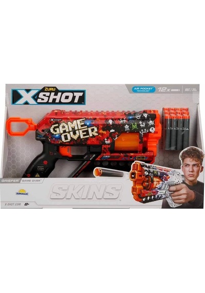 36561 X-shot Skins Griefer 12 Mermili Sünger Dart Atan Silah 32 Cm