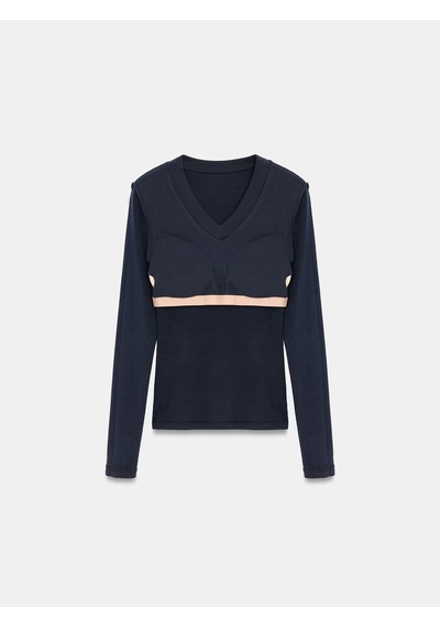 Dilvin 33286 Sıcak Tutan V Yaka Bra-free Top K.lacivert