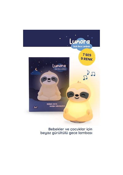 Lunora Beyaz Gürültü Makinesi Bebek Uyku Cihazı 7 Ses 9 Renk Gece Lambası Ekru Ekru