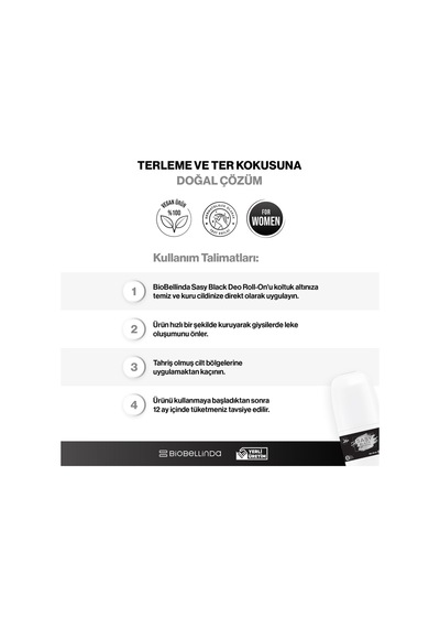 Sasy Black Antiperspirant Deo Doğal Içerikli Kadın Roll On 50 Ml