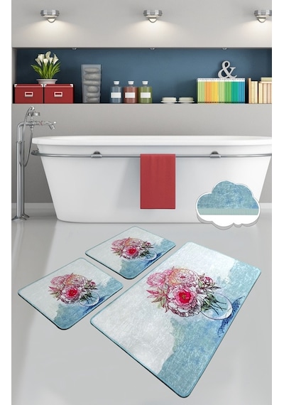 Fennel 3 Lü Set Banyo Halısı Paspas Yıkanabilir Çok Renkli