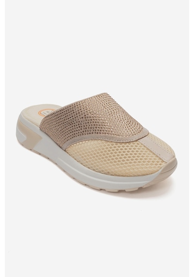 Luvishoes Glea Bej Taşlı Fileli Burnu Kapalı Kadın Terlik Bej