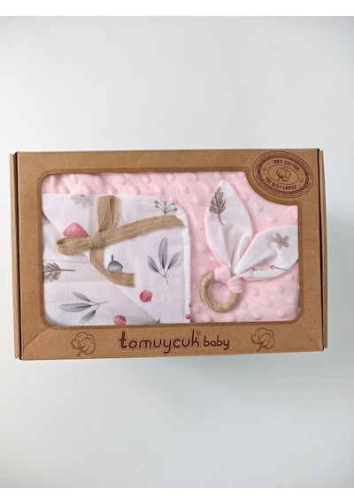 Nohut Desenli %100 Pamuklu Çift Katlı Bebek Battaniyesi 85x85 Cm Kız/erkek Kundak & Mevsimlik Örtü Pembe