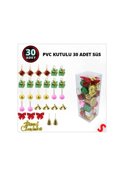 Yılbaşı Ağacı Lüks Süsleme Seti, 4,5cm X 30 Parça