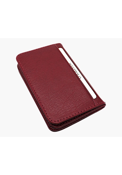 Westpolo Hakiki Deri Bol Kart Bölmeli Unisex Kartlık - Bordo Bordo