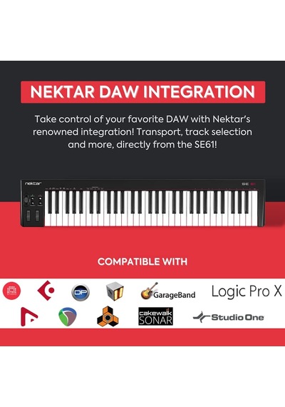 Se61 Usb Mıdı Controller Klavye, Nektar Daw Entegrasyonlu, Siyah, 61 Tuş