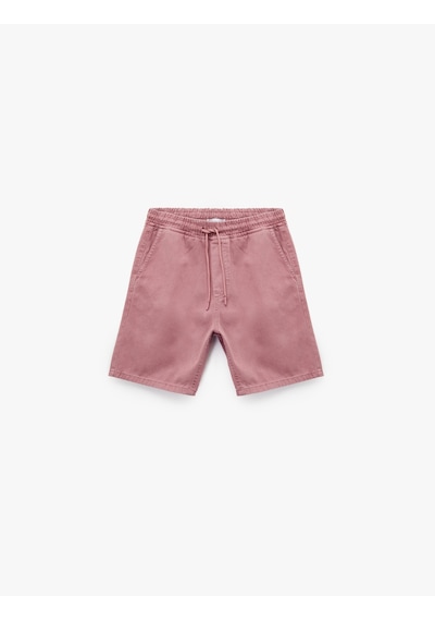 Koton Pamuklu Bermuda Cep Detaylı Beli Bağcıklı Baggy Jean Şort Pembe 5sam40220nd Gül