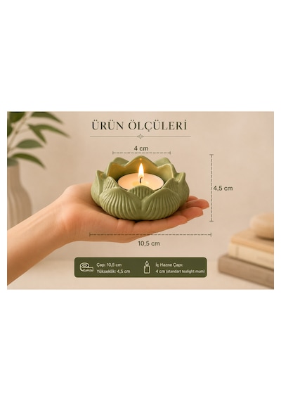 2 Adet Lotus Mumluk Pinterest Lotus Şık Tasarımlı Tealight Mumluk Ev Dekorasyon Ürünü - Vernikli Mumlar Hariç Mint Yeşili
