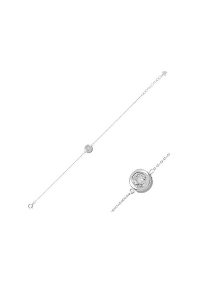 Brezza Lusso Jewelry 5Mm Zirkon Tektaş Kadın Gümüş Bileklik