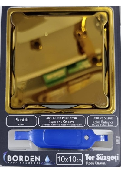 Borden Özel.10.50.gold S Sifon 10x10 Paslanmaz Çerçeve Düz Gold Q50