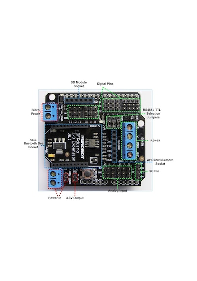 Elektronikport-Arduino Xbee Sensör Bağlantı Kartı Kırmızı Siyah