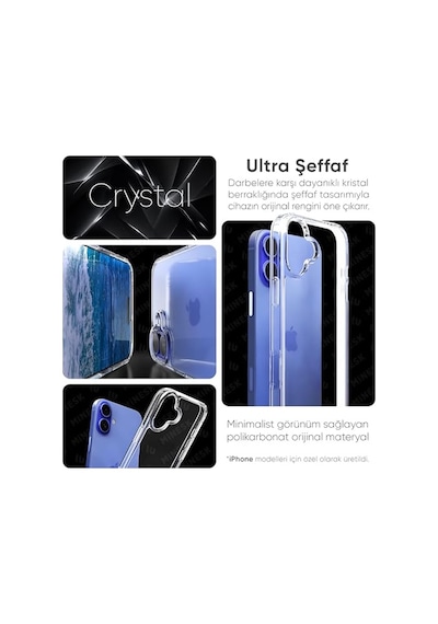 Ince Kılıf Crystal Sararma Karşıtı Duraclear Hava Kanalı Teknolojisi Askeri Sınıf Koruma Space Crystal Şeffaf K Diğer