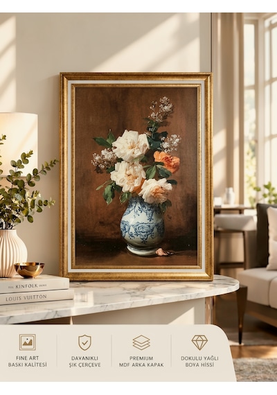 Varaklı Gold Çerçeveli Yağlı Boya Dokulu Salon Tablosu Porselen Vazoda Çiçekler Klasik Vintage Büyük Boy Duvar Tablosu 50x70 Cm - Dış Ölçü 60x80 Cm Varaklı Gold Çerçeveli Yağlı Boya Dokulu Salon Tablosu Porselen Vazoda Çiçekler Klasik Vintage Büyük Boy Duvar Tablosu 50x70 Cm - Dış Ölçü 60x80 Cm
